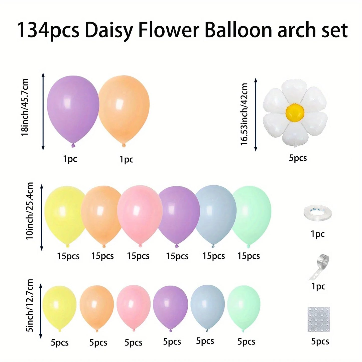 134PCS Daisy Balloon Arch Set – Boho Party Decor