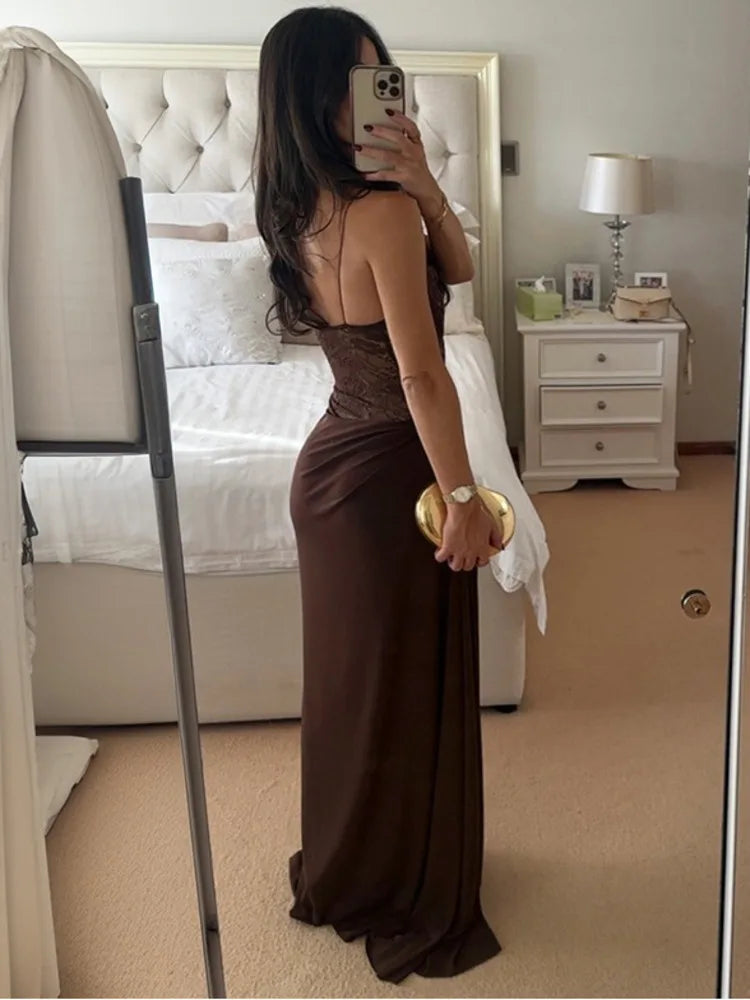 Rimma Mozision One-Shoulder Lace Dress