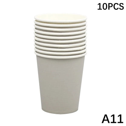 10PCS 9oz Solid Color Disposable Paper Cups