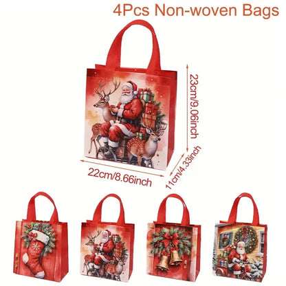 4pcs Xmas Gift Bags with Handles