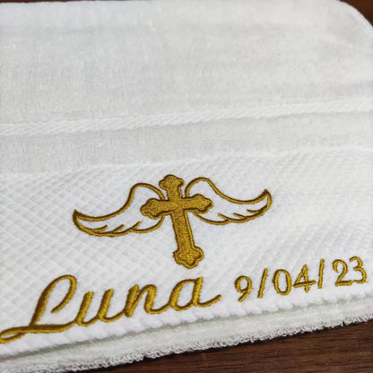 Customized name , date for Towel face and towels bathing