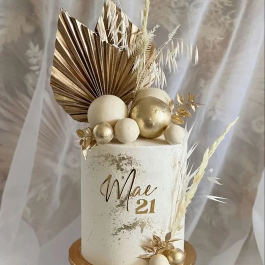 Paper folding fan cake topper gold leaf