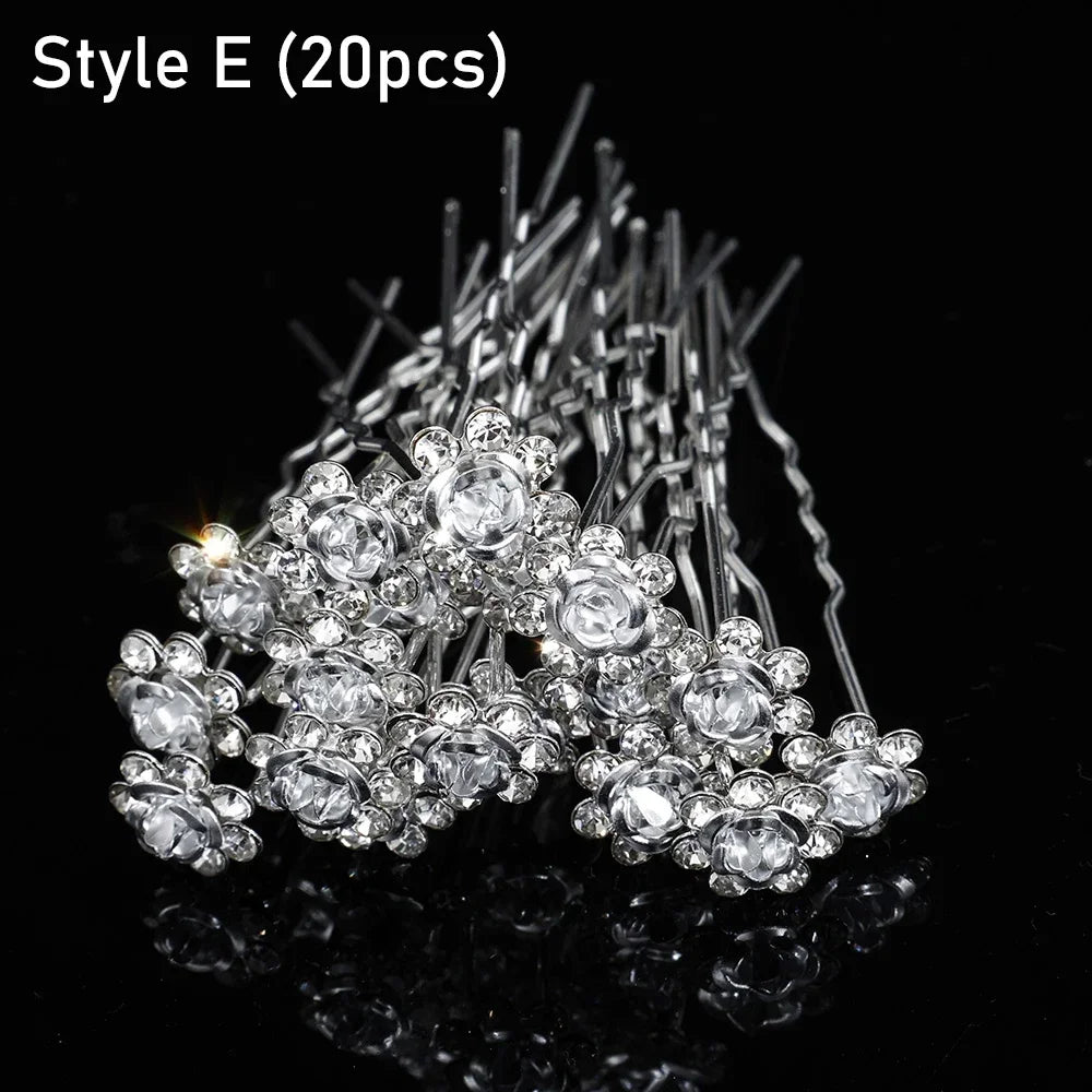 Elegant Pearl Crystal Hairpin 20pcs
