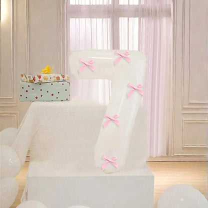 Pink Bow balloons number