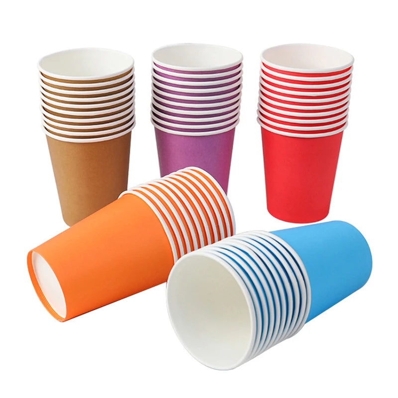 10PCS 9oz Solid Color Disposable Paper Cups