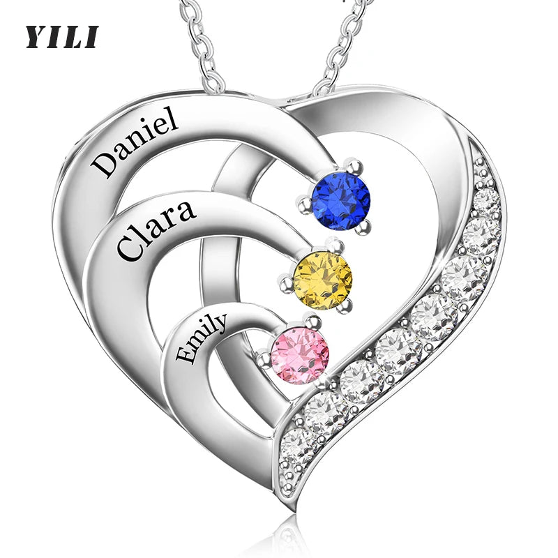 Personalized name hearts pendant necklace