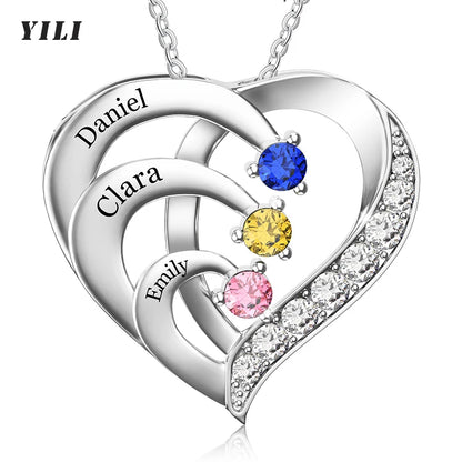 Personalized name hearts pendant necklace