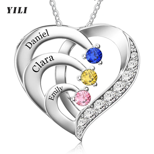 Personalized name hearts pendant necklace