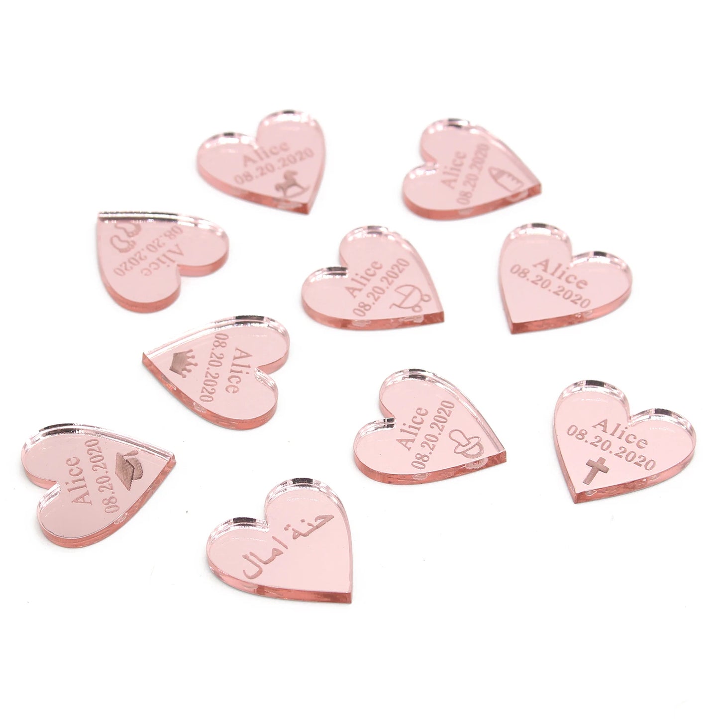 Engraved personalized name Love Heart tag 30/50/100pcs