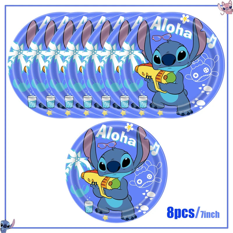 Disney Stitch Birthday Party Decoration Supplies New Lilo Stitch Balloon Baby Shower Aloha Paper Cups Plates Napkins Tablecloth