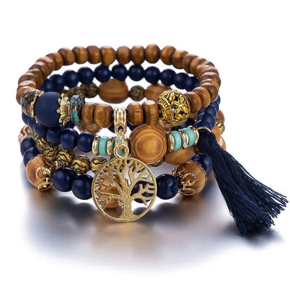 Cacildda Set  Beaded & Wooden Bracelet 4pcs