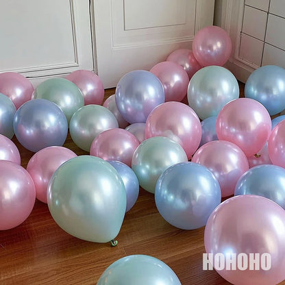 Shiny Pearl Balloons – Pink, Blue & White (5/10/12in)