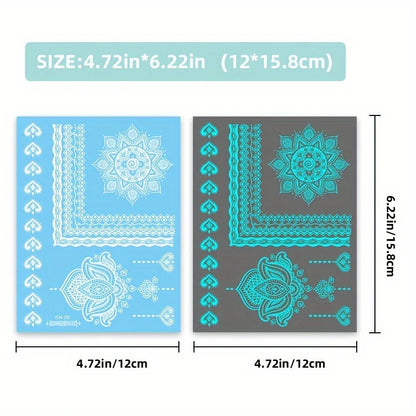 Blue Luminous Henna tattoo sticker