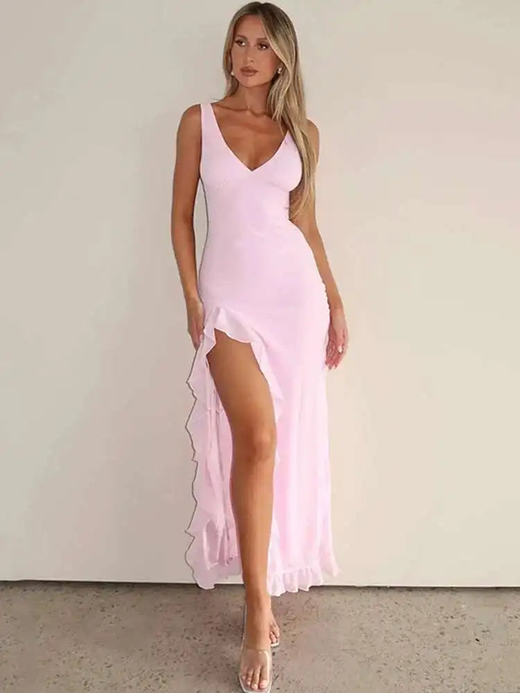 Vivona Avrilyaan Ruffle High Split Dress