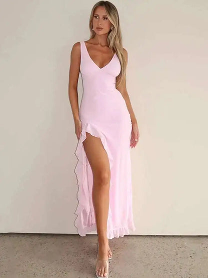 Vivona Avrilyaan Ruffle High Split Dress