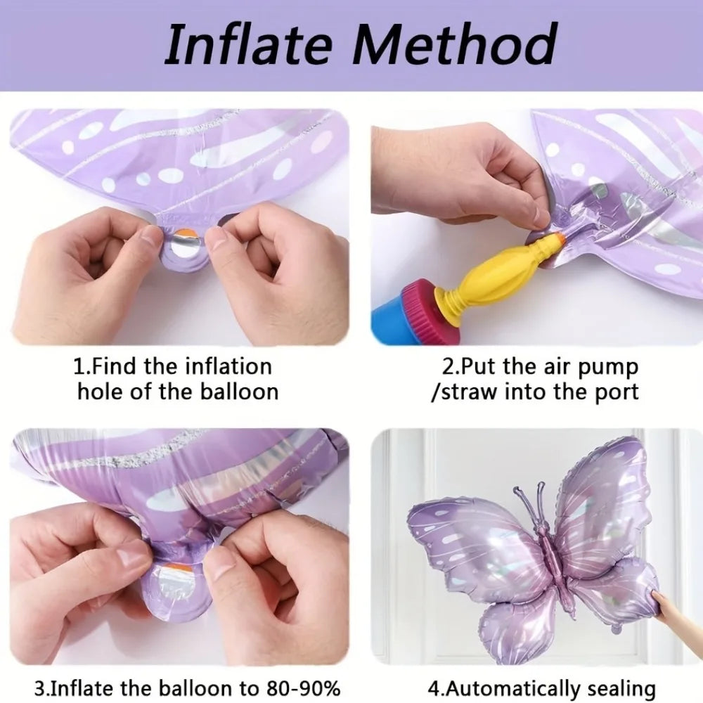 147PCS Purple Butterfly Balloon Arch Set