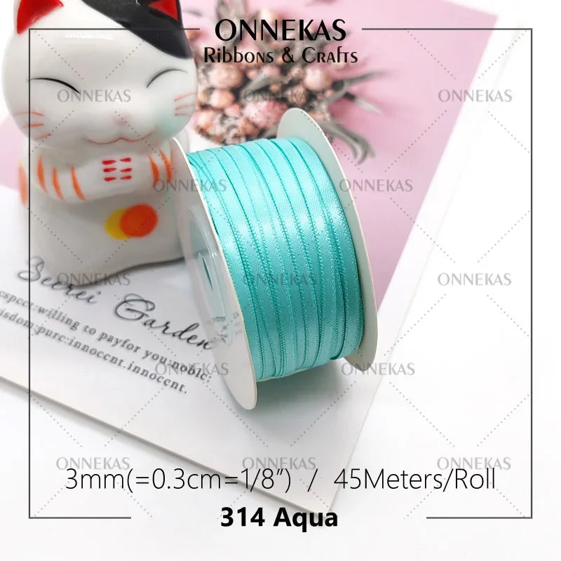 Satin ribbon 100% polyester (45M) 3mm