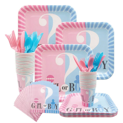 Disposable tableware set for Gender Reveal party