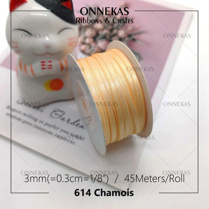 Satin ribbon 100% polyester (45M) 3mm