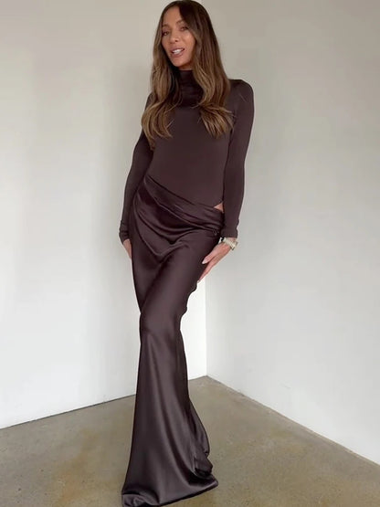 Julia Satin Hollow Out Maxi Dress