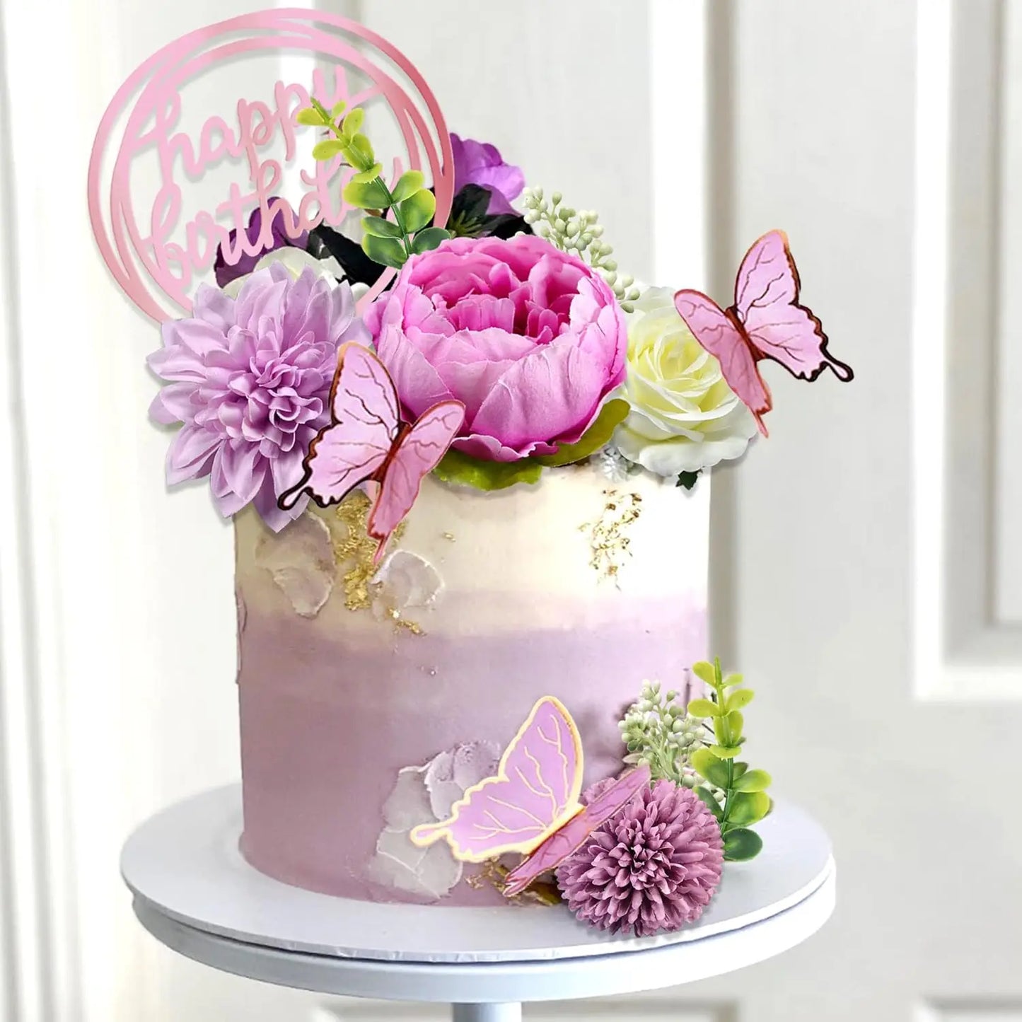 Happy birthday flower cake toppers
