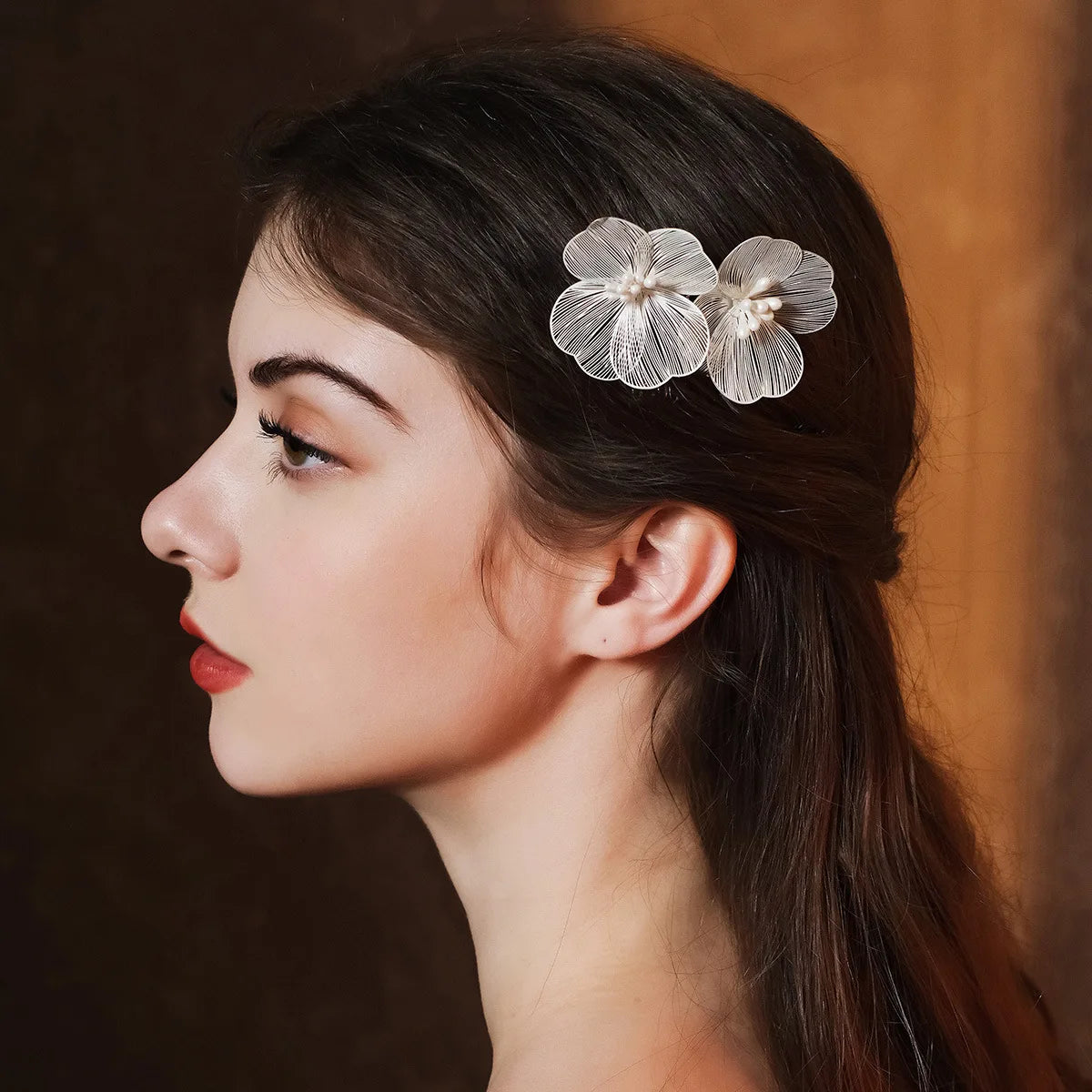 Flower hair jewelry Pearl Crystal