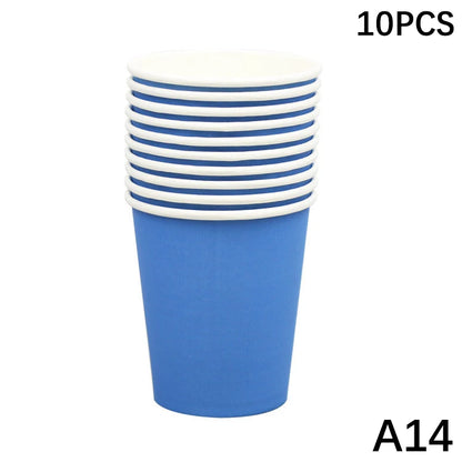 10PCS 9oz Solid Color Disposable Paper Cups