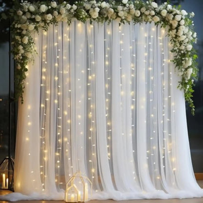Tulle backdrop curtains, sheer 1 Set/2