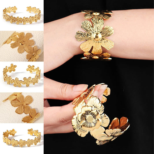 Gold Titanium Open Bangle 18K Stainless