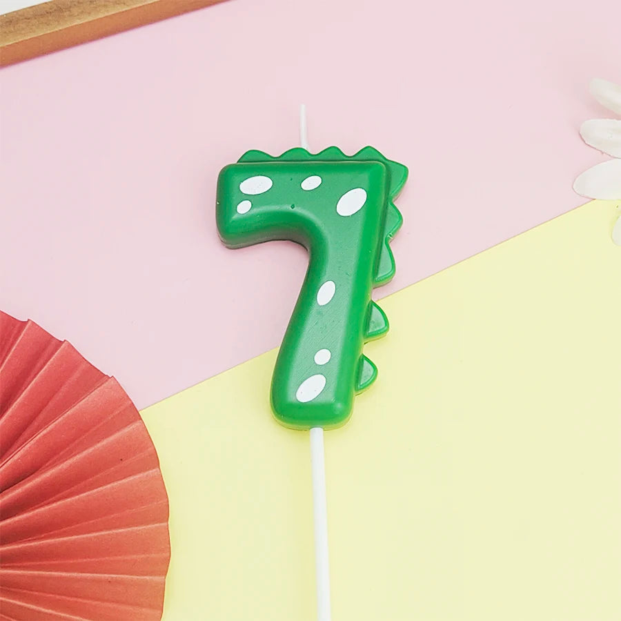 Green Dinosaur numbers 0-9 cake candle
