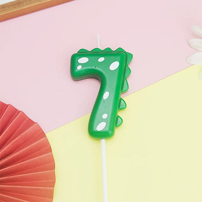 Green Dinosaur numbers 0-9 cake candle