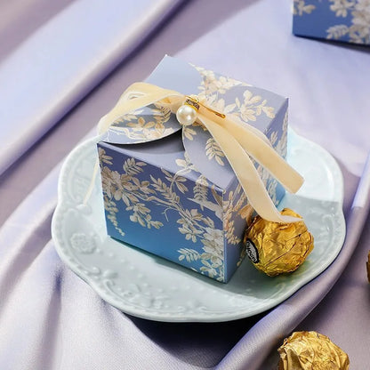 Fancy Bird Paper Candy Boxes Pearl Pin Ribbon 50PCS