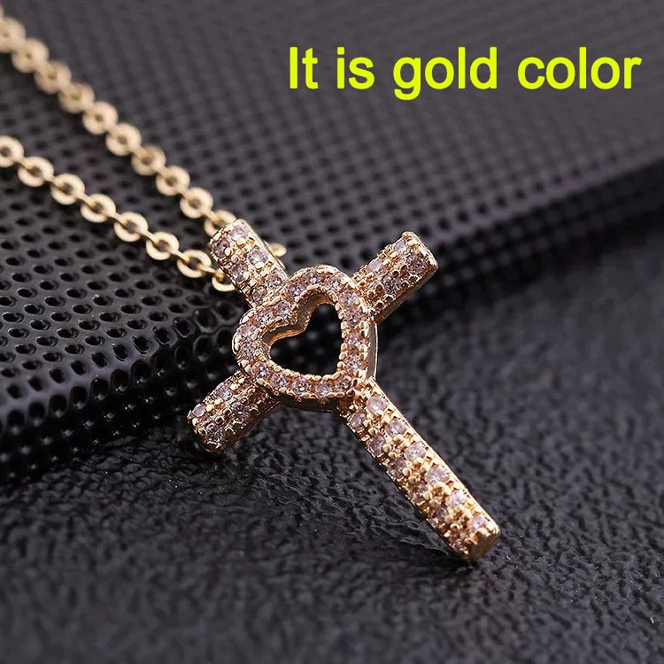 Cross pendant Zircon ston necklace