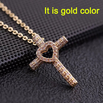 Cross pendant Zircon ston necklace