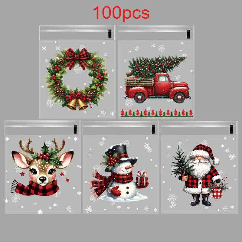50/100pcs Xmas Wrapping Bags