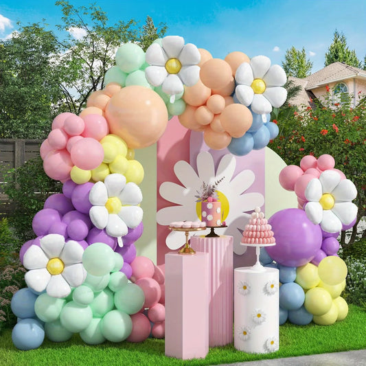 134PCS Daisy Balloon Arch Set – Boho Party Decor