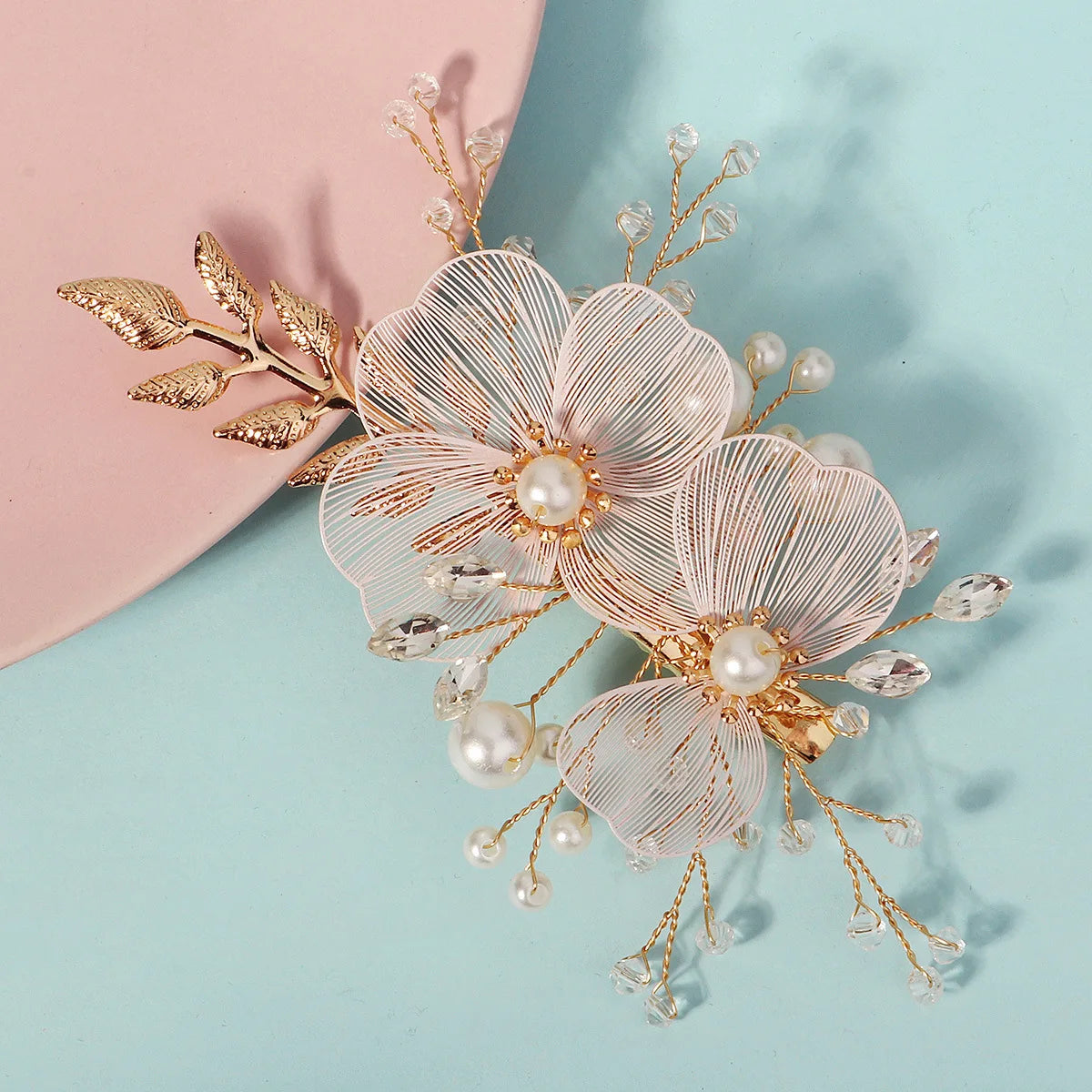 Flower hair jewelry Pearl Crystal