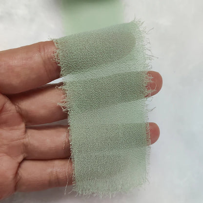 3 Rolls Handmade fringe chiffon silk ribbon