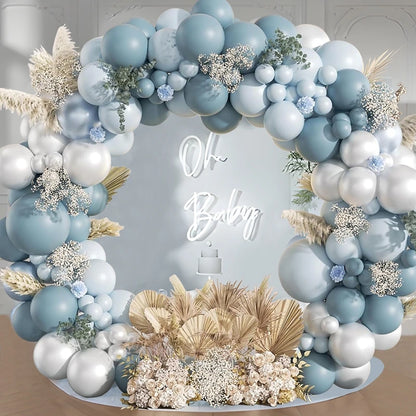Blue balloon garland arch