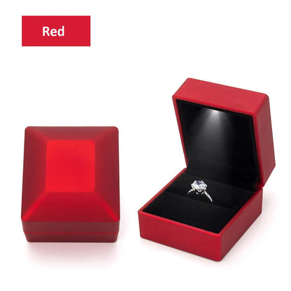 LED Light double rings box for wedding