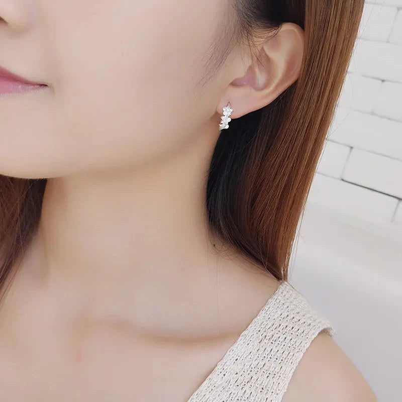 Flower stud  925 sterling silver earrings