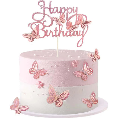 Pink Cake 3D decorations 13pcs