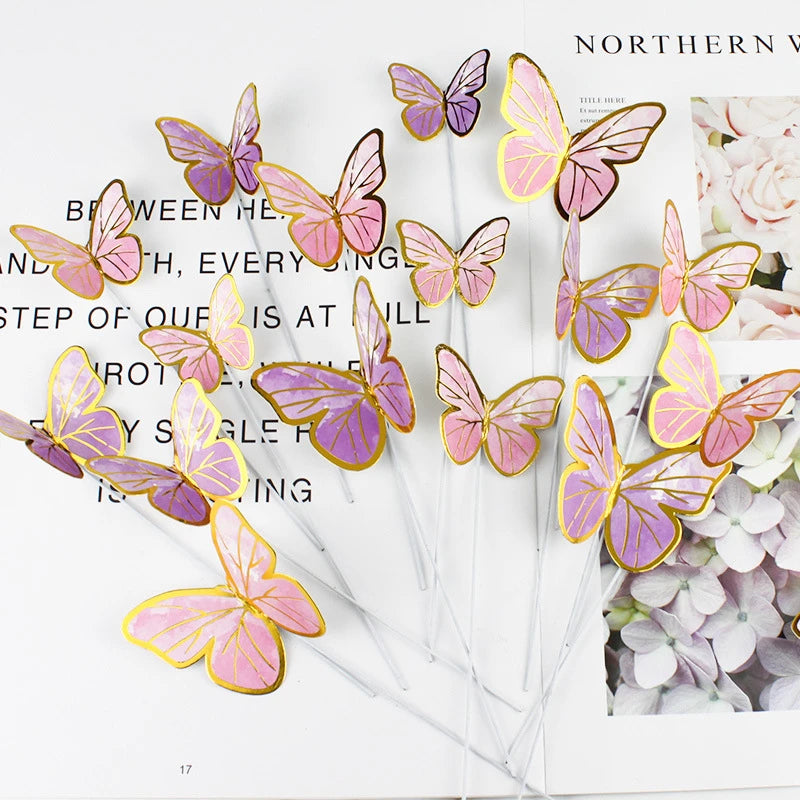 Butterfly stamping gold cake decor 10pcs