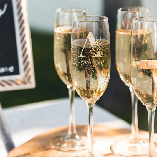 Custom champagne laser engraving glass cup