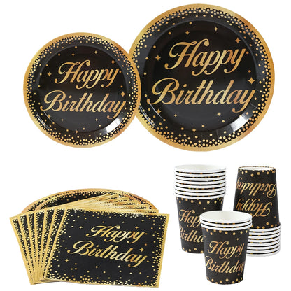 Black Gold Birhtday TableCloth