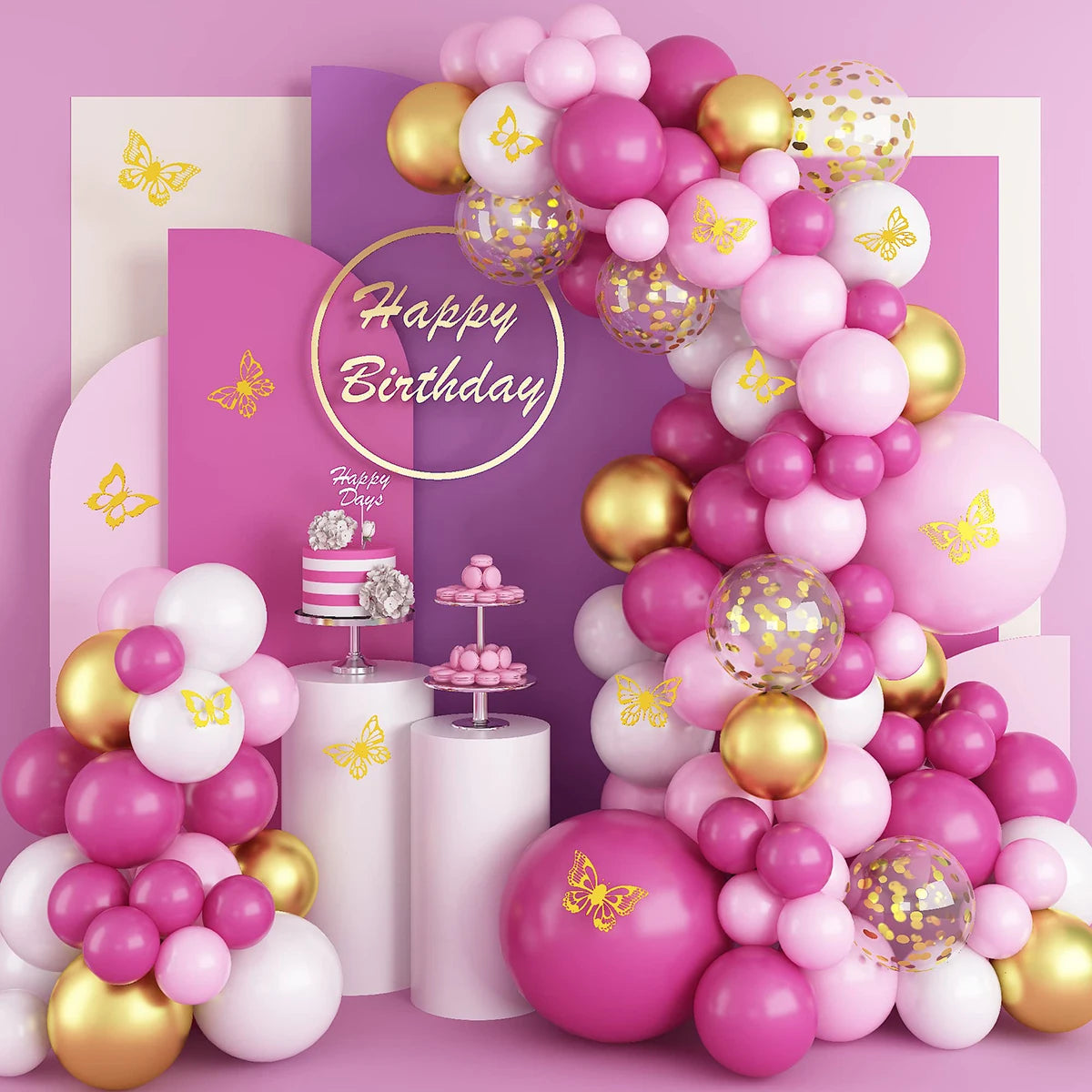 Pink balloon garland arch kit