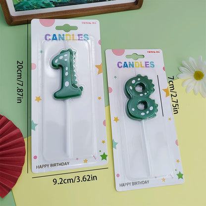Green Dinosaur numbers 0-9 cake candle