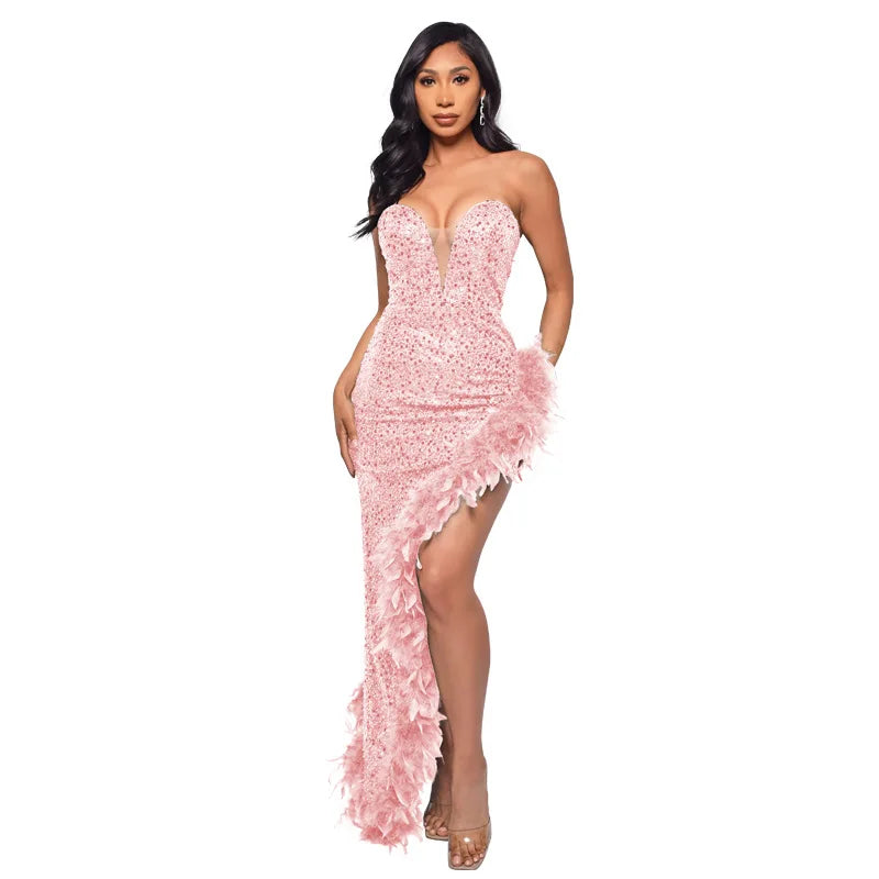 Dillma Sequin Feather Dress