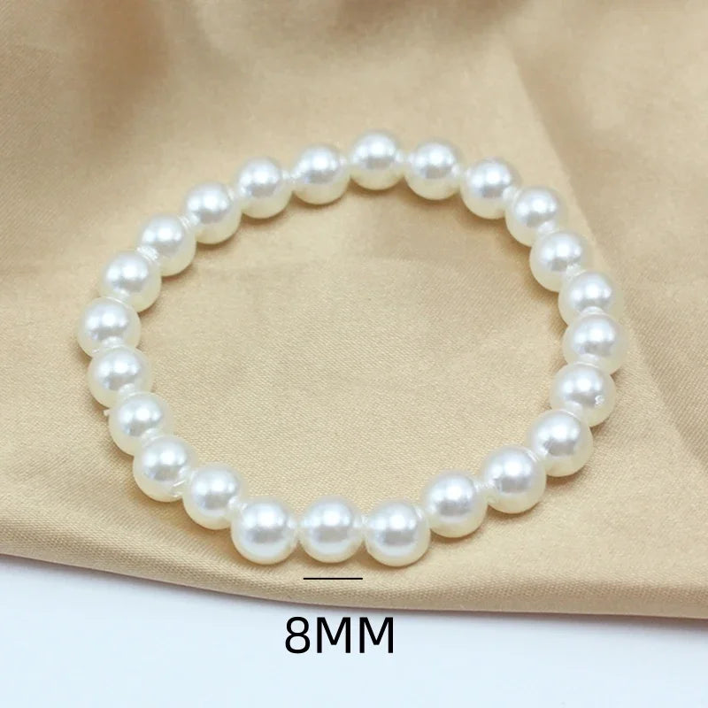 Girth Elastic Bracelet 5-10mm Imitation Pearl 18cm