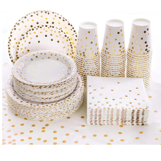 Gold Polka Dot Party Tableware Set